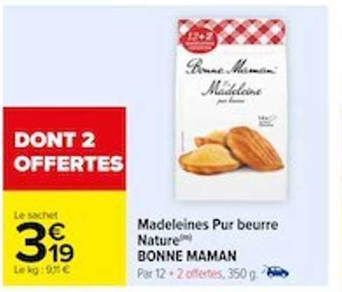 madeleines pur beurre nature bonne maman