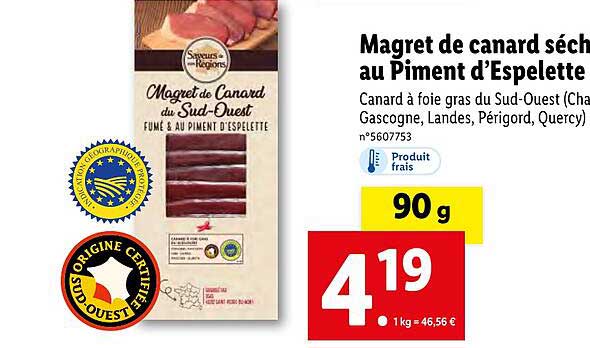 magret de canard sech au piment d'espelette