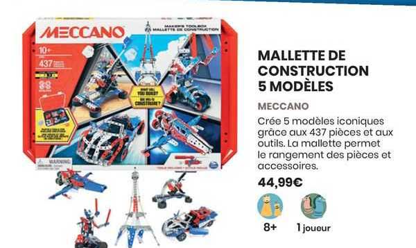 mallette de construction 5 modèles meccano