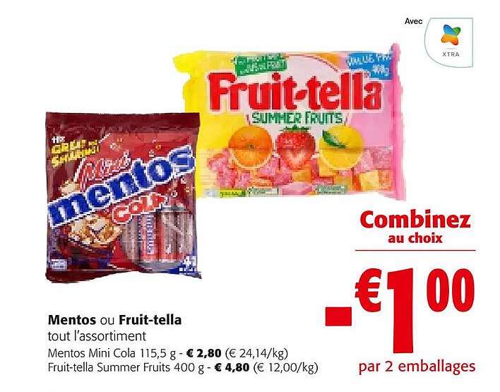 mentos ou fruit-tella, mentos mini cola, fruit-tella summer fruits