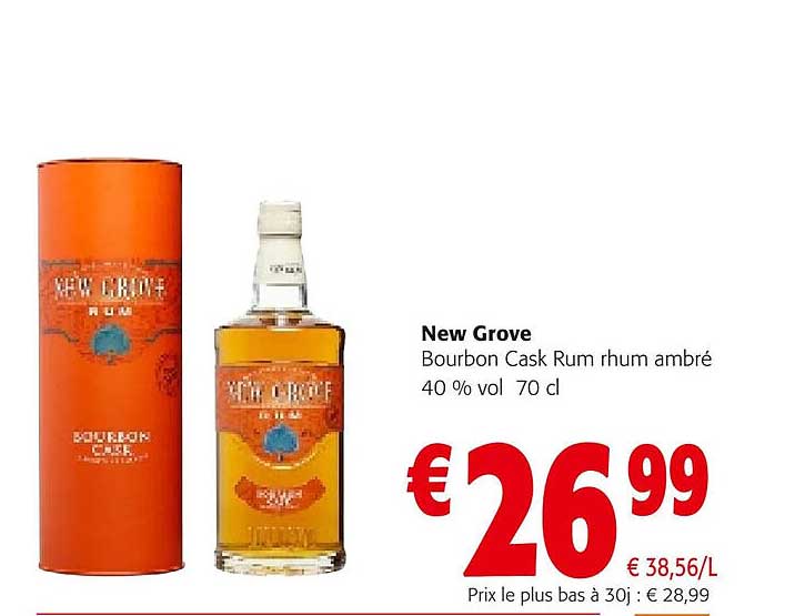 new grove bourbon cask rum rhum ambré 40% vol.