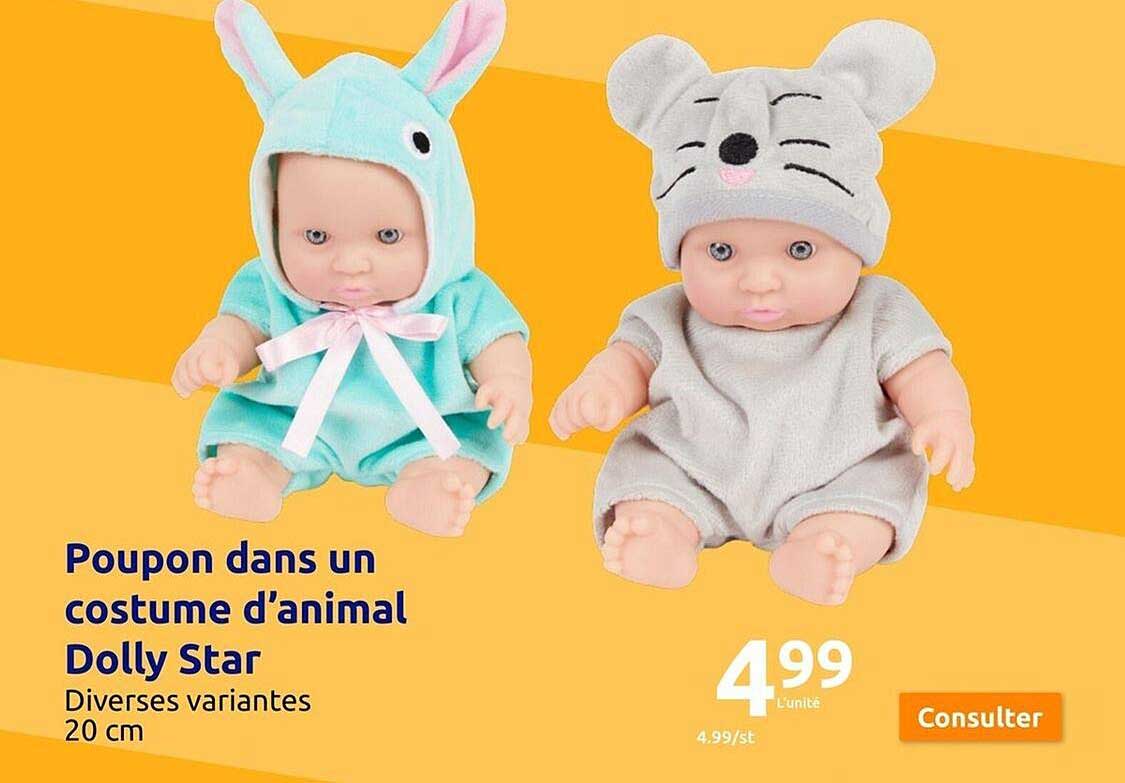 poupon dans un costume d'animal dolly star