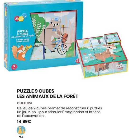 Puzzle 9 Cubes Les Animaux De La Forêt Cultura