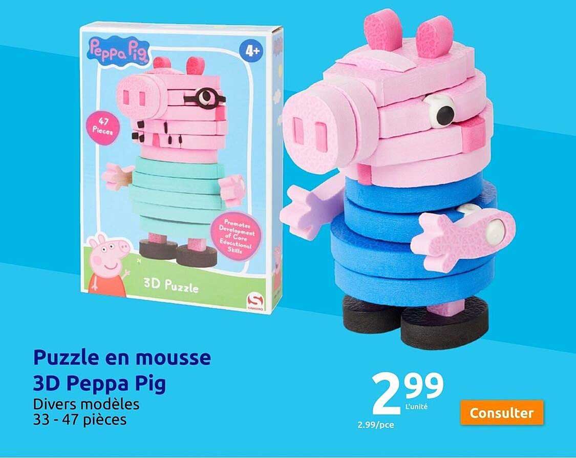 puzzle en mousse 3d peppa pig