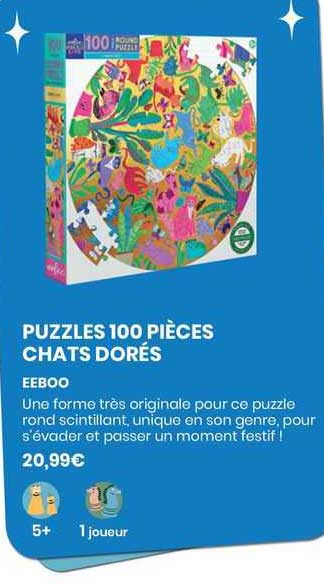 Puzzles 100 Pièces Chats Dorés Eeboo