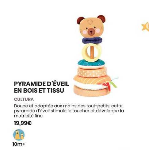 pyramide d'éveil en bois et tissu - cultura