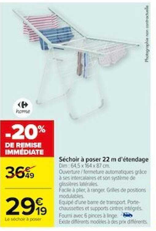 séchoir à poser 22 m d'étendage carrefour home