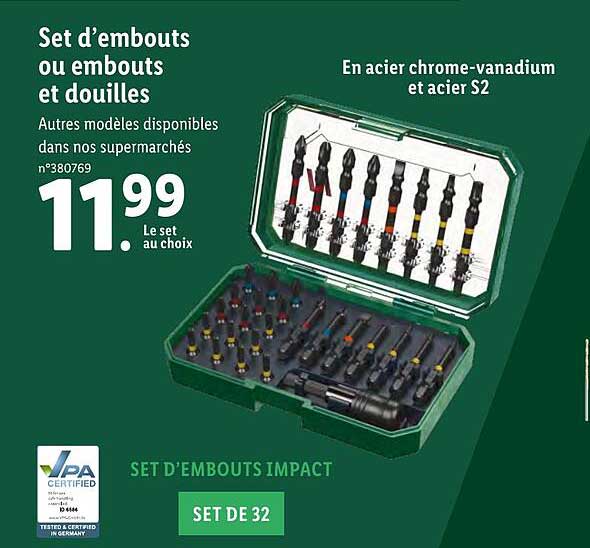 set d'embouts ou embout et douilles