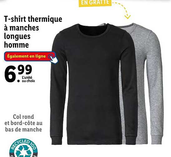 t-shirt thermique a manches longues homme