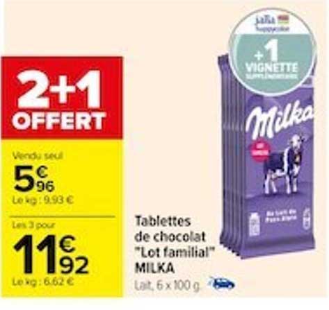 Tablettes De Chocolat "lot Familial" Milka