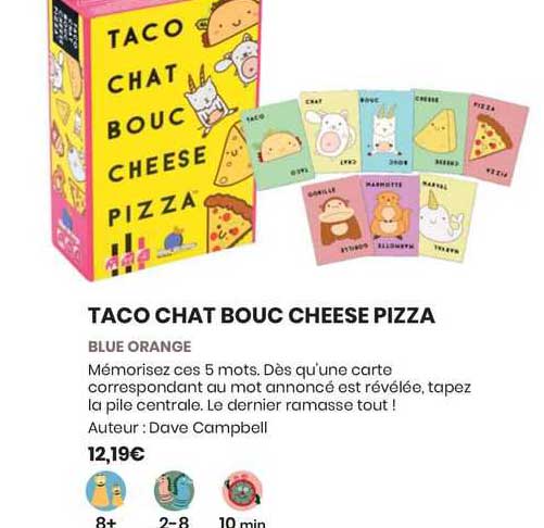 taco chat bouc cheese pizza - blue orange