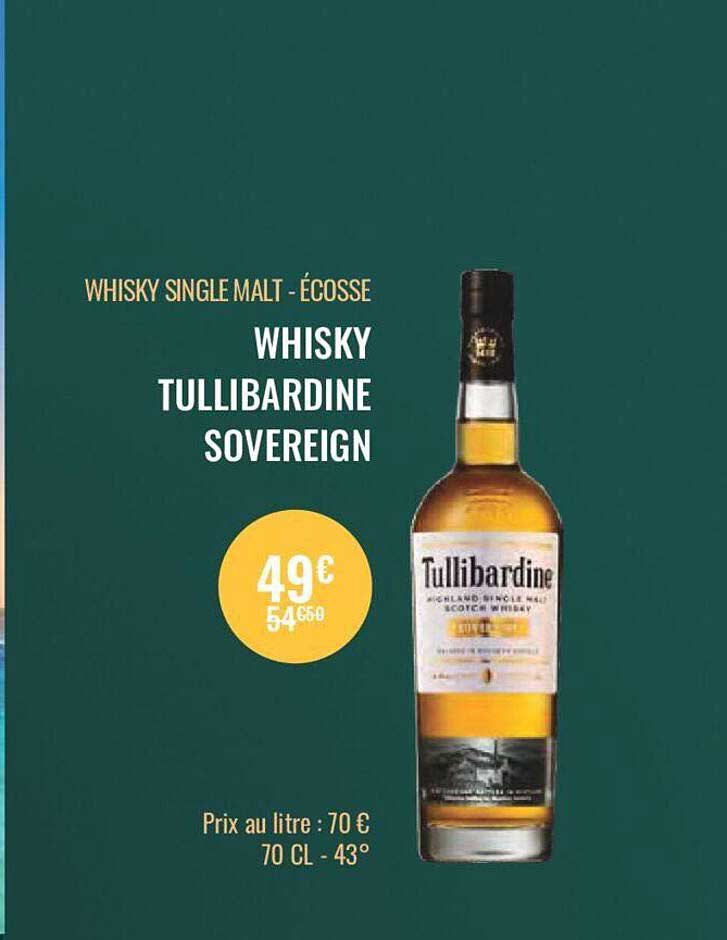 whisky single malt - écosse, whisky tullibardine sovereign