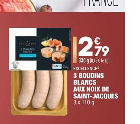 3 boudins blancs aux noix de saint-jacques excellence