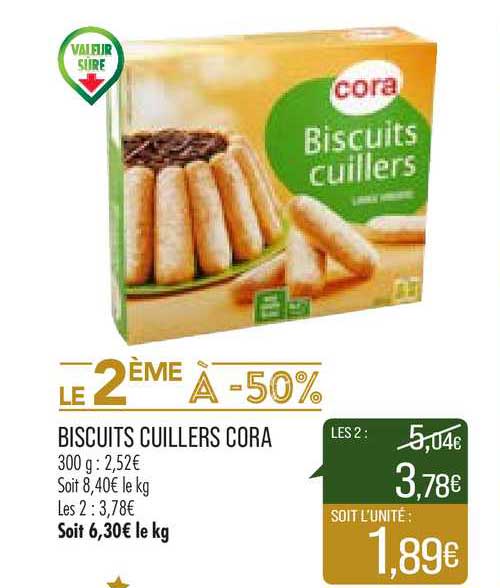biscuits cuillers cora le2ème à -50%