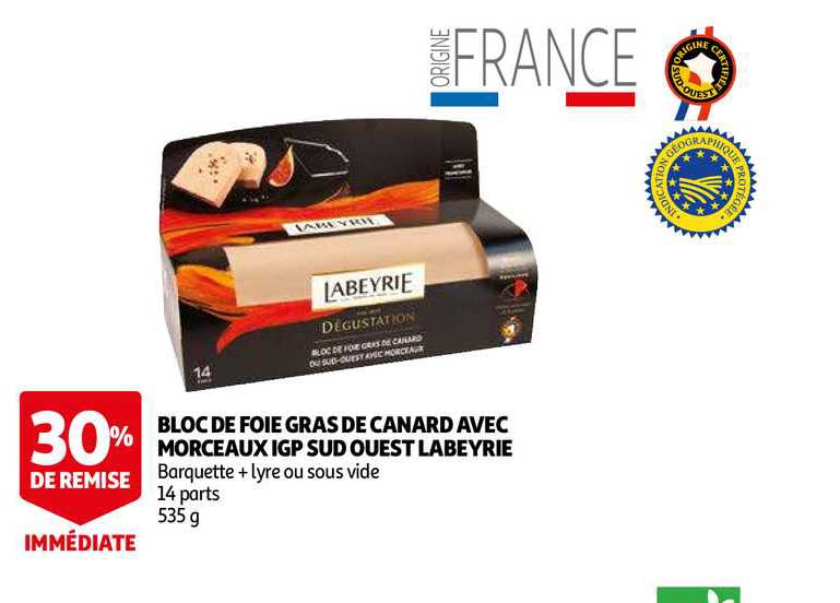 bloc de foie gras de canard avec morceaux igp sud ouest labeyrie