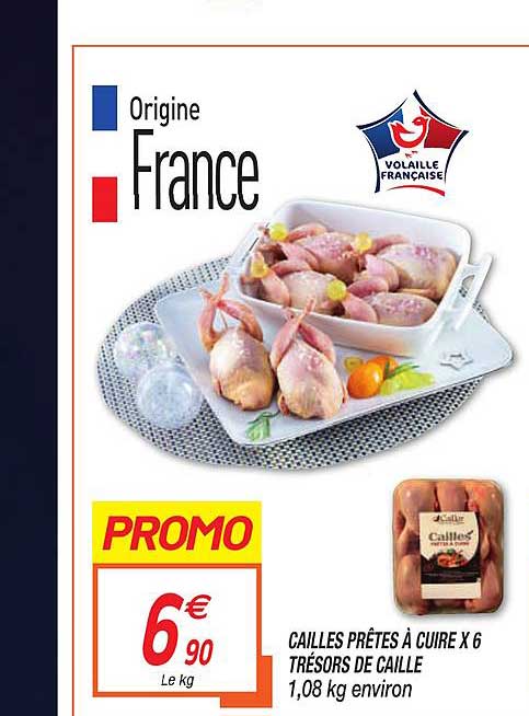 cailles prêtes à cuire x6 trésors de caille