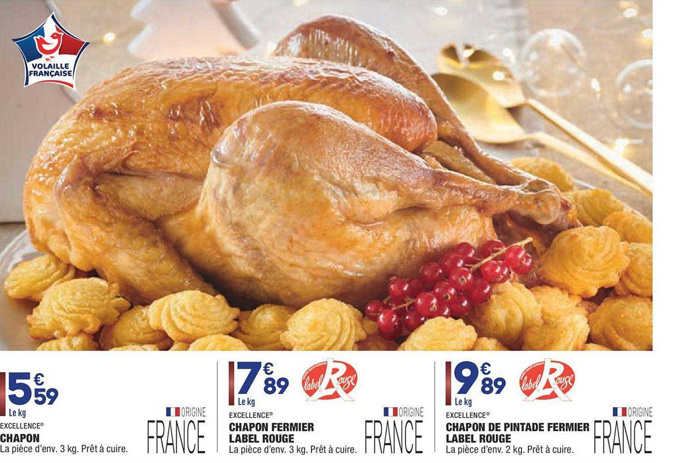 chapon excellence, chapon fermier label rouge, chapon de pintade fermier label rouge