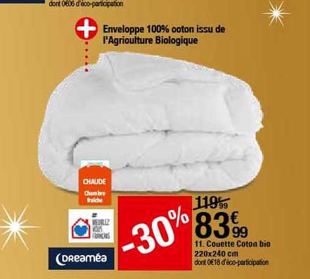 couette coton bio 220x240 cm