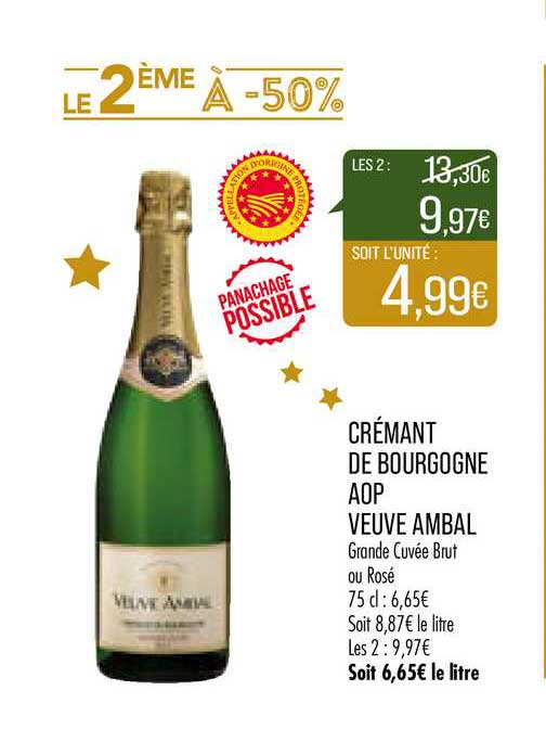 crémant de bourgogne aop veuve ambal le2ème à -50%