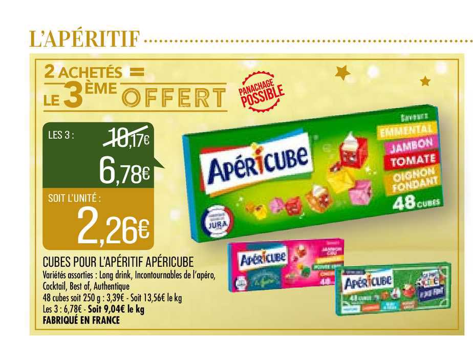 cubes pour l'apéritif apéricube 2 achetés = le 3ème offert