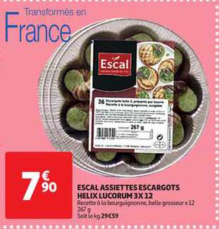 escal assiette escargots helix lucorum 3x12