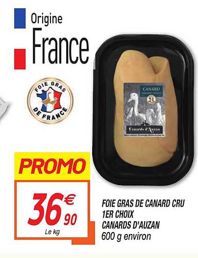 foie gras de canard cru 1er choix canard d'auzan