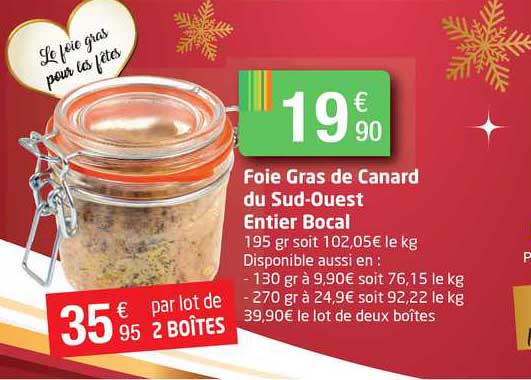 foie gras de canard du sud-ouest entier bocal