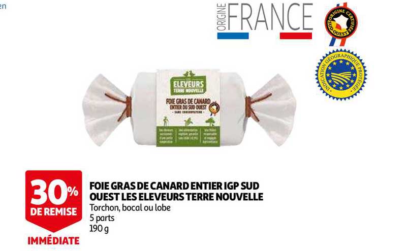 foie gras de canard entier igp sud ouest les éleveurs terre nouvelle