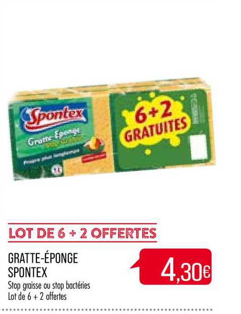 gratte éponge spontex lot de 6 + 2 offertes