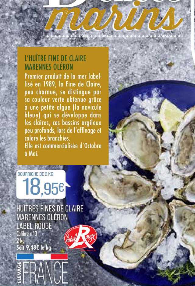 huîtres fines de claire marennes oléron label rouge