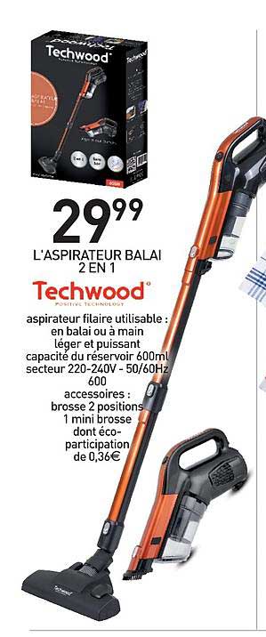 l'aspirateur balai 2 en 1 techwood
