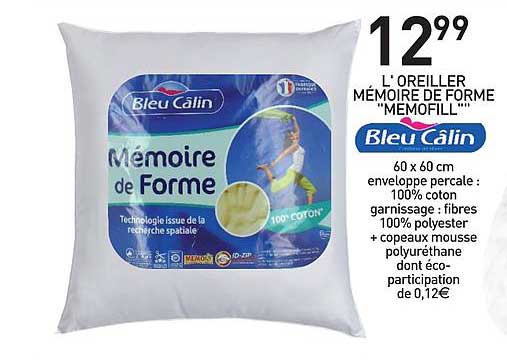 l'oreiller mémoire de forme memofill bleu câlin