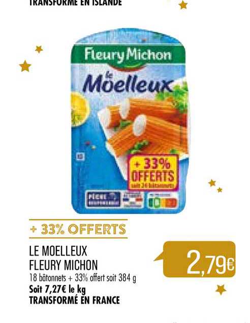 le moelleux fleury michon +33% offert