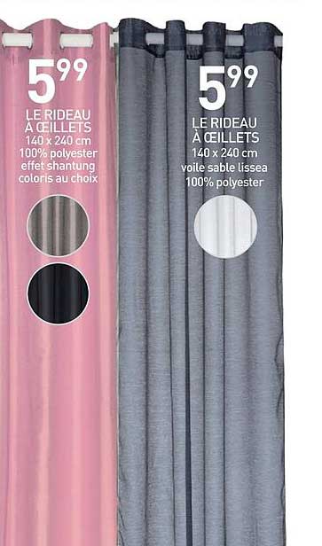 le rideau à oeillets effet shantung coloris au choix le rideau à oeillets voile sable lissea 100% polyester