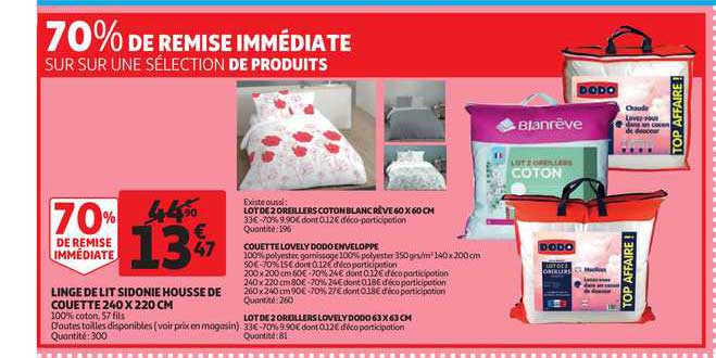 Linge De Lit Sidonie Housse De Couette, Lot De 2 Oreillers Coton Blanc Rêve, Couette Lovely Dodo Enveloppé, Lot De 2 Oreillers Lovely Dodo