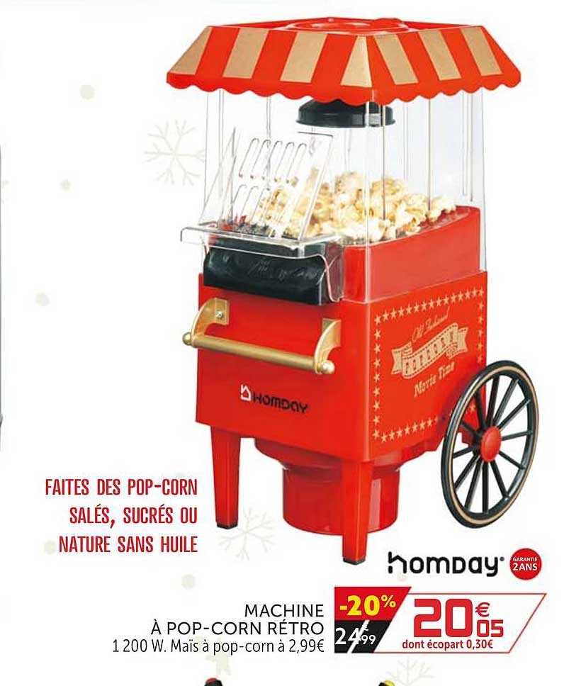 machine à pop corn rétro homday
