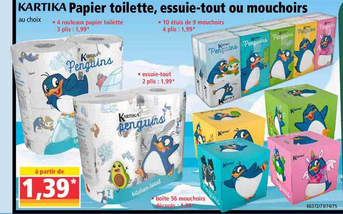 papier toilette, essuie-tout ou moichoirs kartika