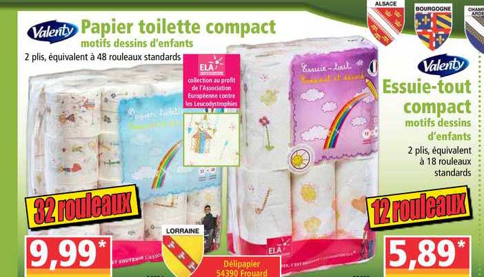 papier toilette compact motifs dessins d'enfants valenty