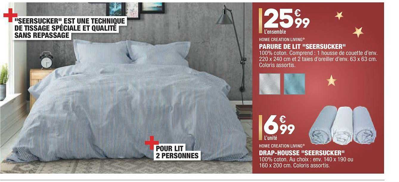 parure de lit "seersucker", drap-housse "seersucker" home creation living