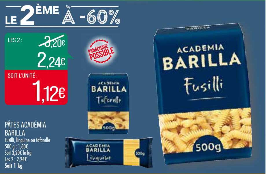 pâtes académia barilla le 2ème à -60%