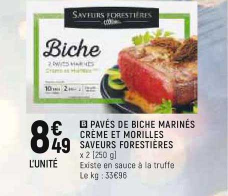 pavés de biche marinés crème et morilles saveurs forestières
