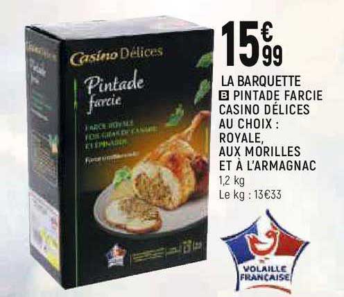 pintade farcie casino délices au choix : royale, aux morilles et à l'armagnac