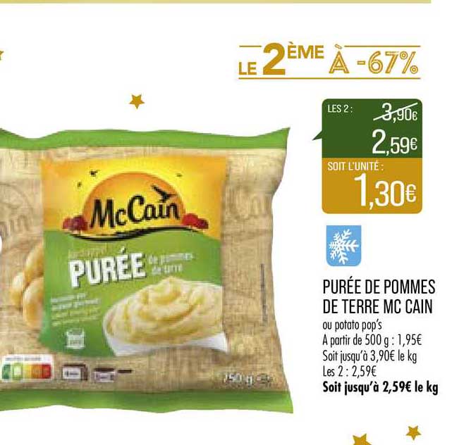 purée de pommes de terre mc cain le 2ème à -67%