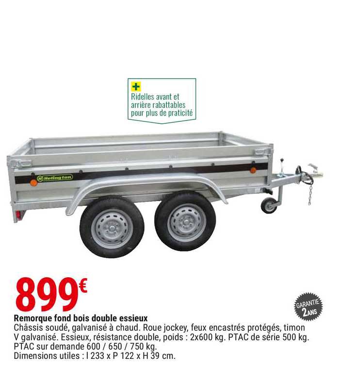 Remorque Fond Bois Double Essieux