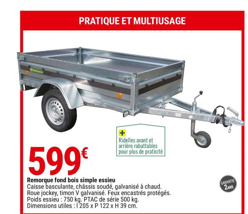 Remorque Fond Bois Simple Essieu