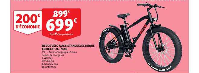 revoe vélo à assistance électrique ebike fat 26 - noir