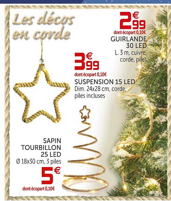 sapin tourbillon 25 led suspension 15 led giurlande 30 led