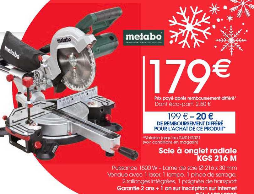 scie à onglet radiale kgs 216 m metabo