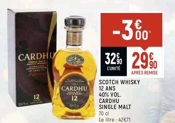 scotch whisky 12 ans 40% vol. cardhu single malt