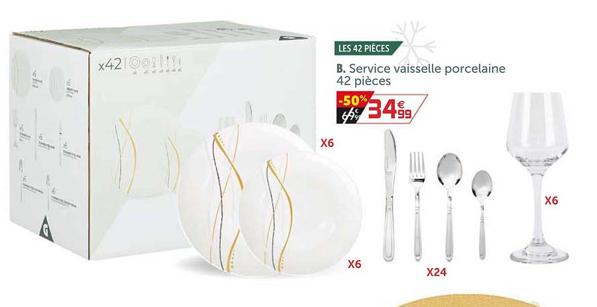 Service Vaisselle Porcelaine 42 Pièces